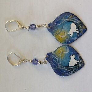 Hand-Painted Polar Bear Earrings